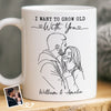 Custom Photo Mug - Personalized Anniversary Wedding Gifts For Husband And Wife, Him And Her - Growing Old Side By Side