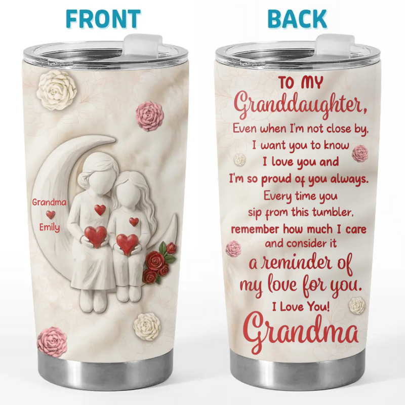 Custom Tumbler - Personalized Birthday Gifts For Grandma, Granddaughter - Love In Our Hearts