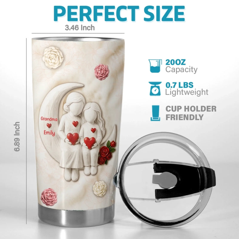 Custom Tumbler - Personalized Birthday Gifts For Grandma, Granddaughter - Love In Our Hearts