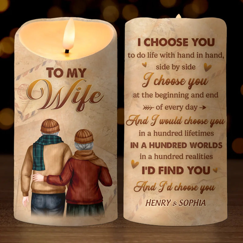I'd Find You And I'd Choose You - Couple Personalized Custom LED Candle - Gift For Husband Wife, Anniversary