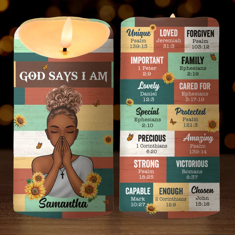 Custom Name Christian Faith Gifts for Women - Personalized LED Candle