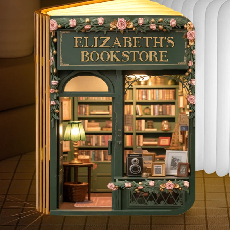 Vintage Bookstore Reading Nook Decor - Foldable Book Lamp