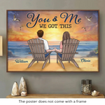 Custom Name Beach Sunset Couple Gifts - Personalized Poster