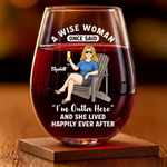 Custom Name Funny Retirement Gifts for Women - Personalized Wine Glass