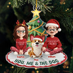 Custom Name Christmas Couple and Dog Gifts - Personalized Ornament