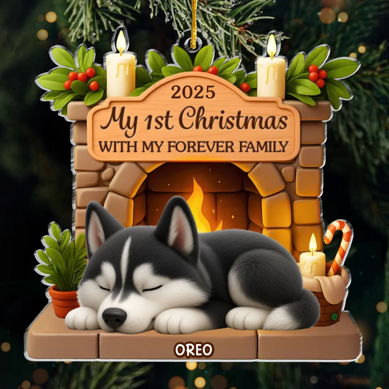 Custom First Christmas Acrylic Ornament - Personalized Christmas Birthday Gifts For Dog Lovers, Dog Dad And Mom - Home Is Where Dog Is