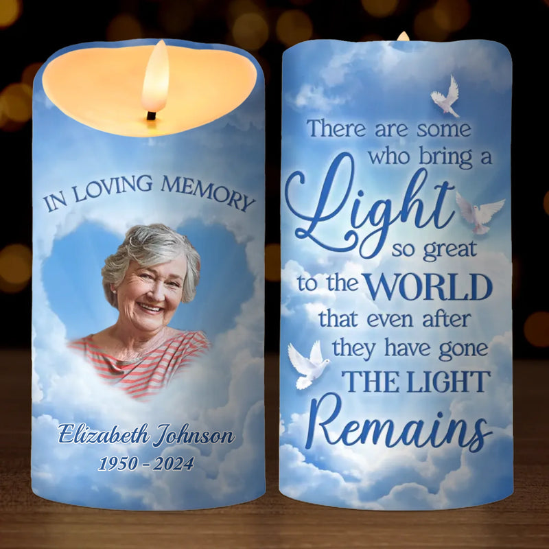 Custom Photo After They Have Gone The Light Remains - Memorial Personalized Custom LED Candle - Sympathy Gift, Christmas Gift For Family Members