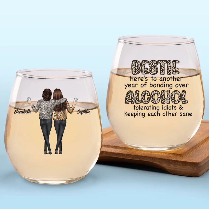 Custom Name Funny Bestie Gifts for Women - Personalized Wine Glass