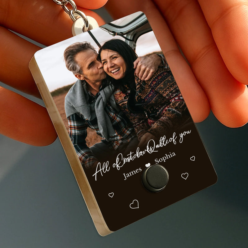 Custom Photo Acrylic Keychain With Voice Recorder - Personalized Anniversary Wedding Gifts For Husband And Wife, Him And Her - All My Heart Is Yours