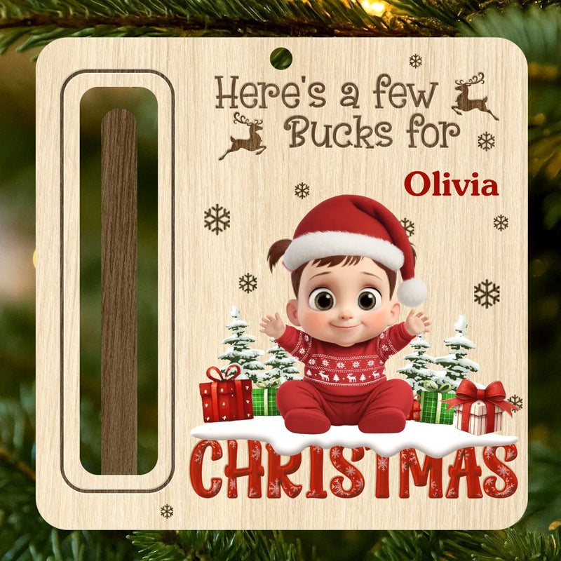 Custom Name Christmas Cash Gift for Kids - Personalized Ornament