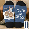Custom Crew Socks - Personalized Anniversary Wedding Gifts For Husband And Wife, Dog Dad And Mom - Just Us And The Dog Life