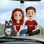 Custom Name Girl and Dog Family Gifts - Personalized Car Ornament