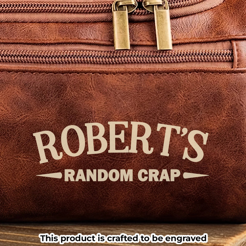 Custom Engraved Leather Toiletry Bag - Personalized  Christmas Birthday Gifts For Dad, Brother, Son, Husband, Groomsman, Best Friends - The Ultimate Man Kit