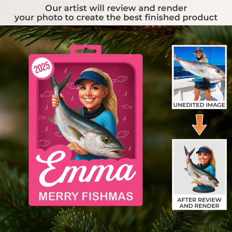 Custom Photo Toy Box Acrylic Ornament - Personalized Christmas Birthday Fishing Gifts For Fisherman - Merry Fishmas, Ya Filthy Angler