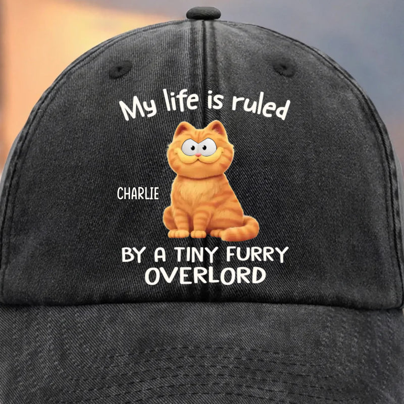 Custom Vintage Washed Denim Baseball Cap - Personalized Birthday Gifts For Cat Lovers, Cat Mom And Dad - All Hail The Fluff King