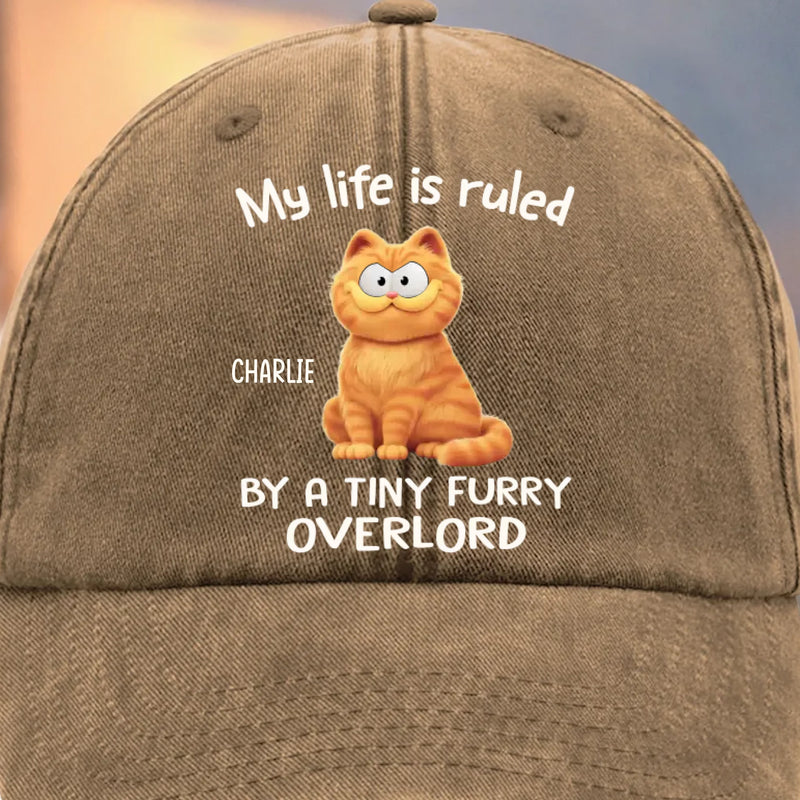 Custom Vintage Washed Denim Baseball Cap - Personalized Birthday Gifts For Cat Lovers, Cat Mom And Dad - All Hail The Fluff King
