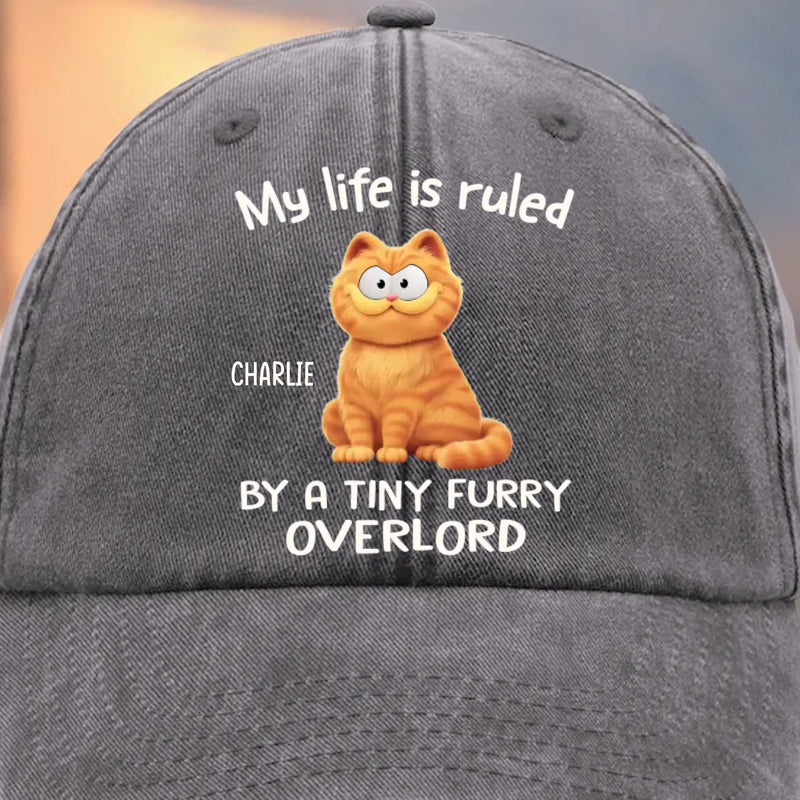 Custom Vintage Washed Denim Baseball Cap - Personalized Birthday Gifts For Cat Lovers, Cat Mom And Dad - All Hail The Fluff King