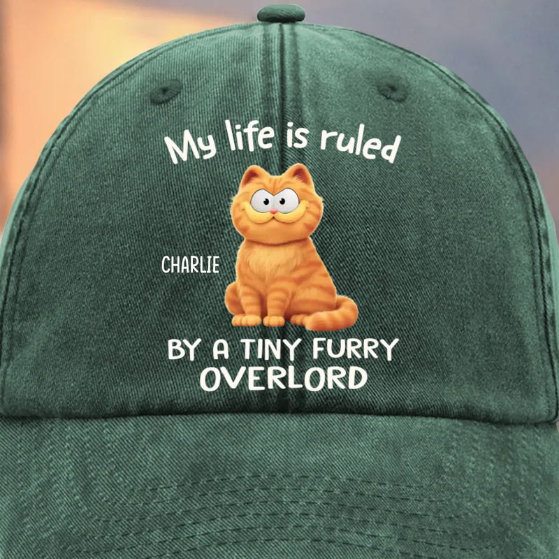 Custom Vintage Washed Denim Baseball Cap - Personalized Birthday Gifts For Cat Lovers, Cat Mom And Dad - All Hail The Fluff King