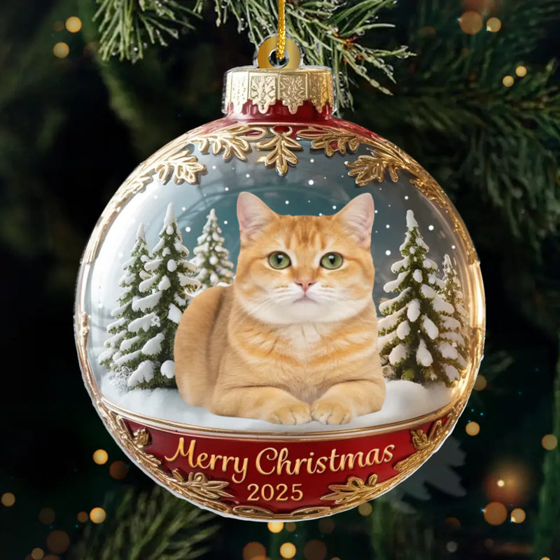 Custom Pet Photo Christmas Cat Gifts for Cat Lovers - Personalized Ornament