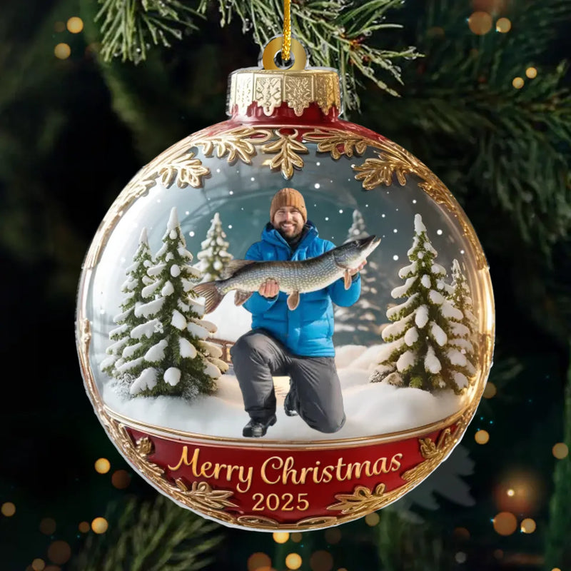 Custom Photo Acrylic Ornament - Personalized  Christmas Birthday Fishing Gifts For Fisherman - Santa’s Favorite Fisherman