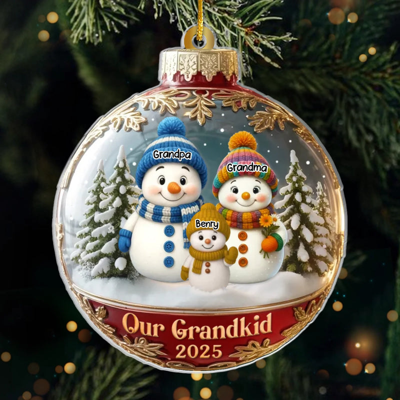 Custom Snowman Acrylic Ornament - Personalized Christmas Birthday Gifts For Grandpa, Grandma - Love That Spans Generations