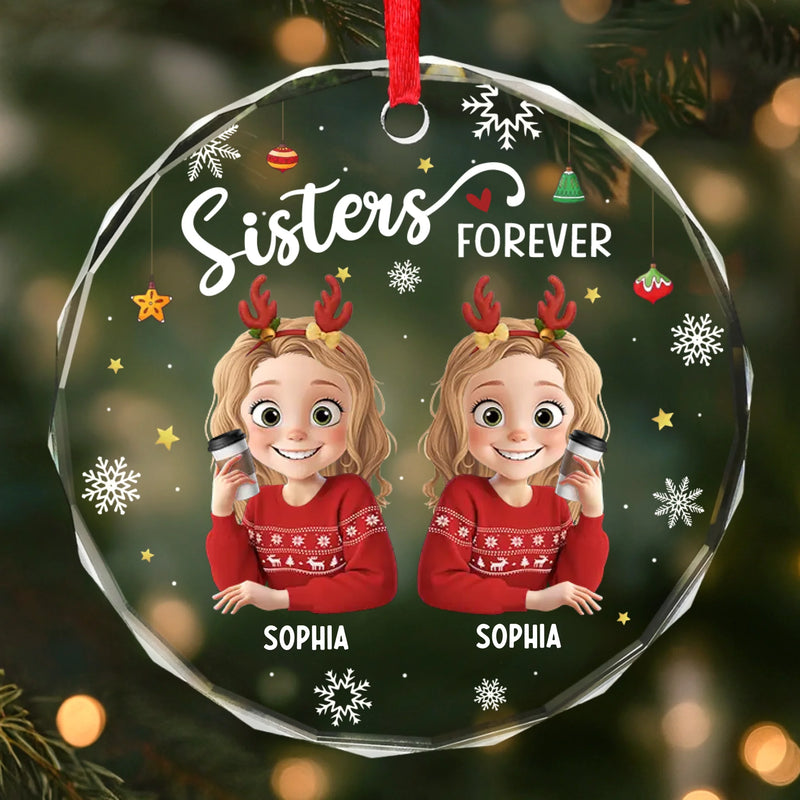 Custom Name Christmas Best Friend Gifts - Personalized Glass Ornament