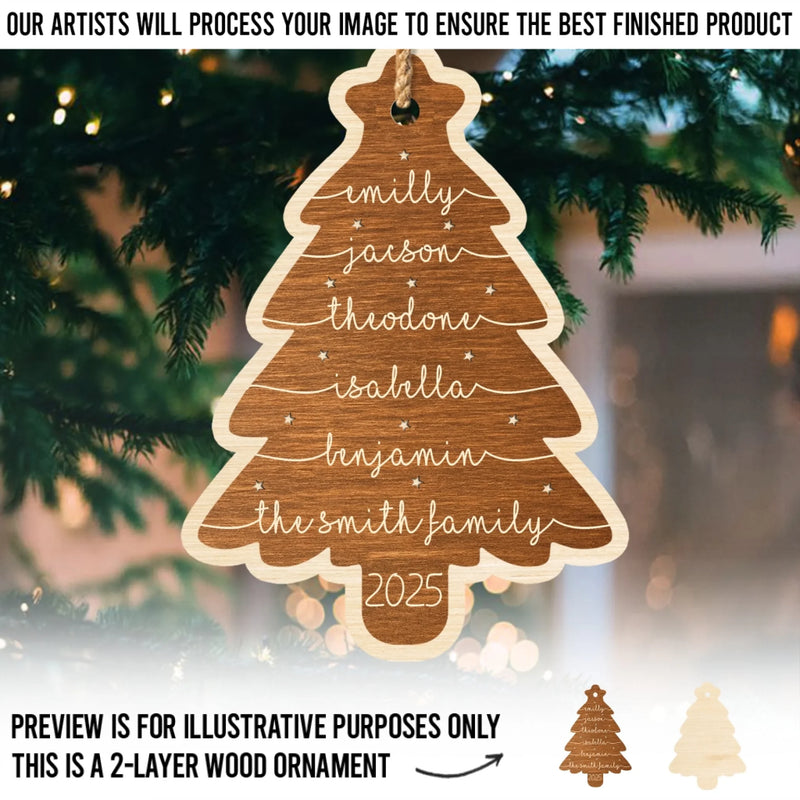 Custom Double Layer Wooden Ornament - Personalized Christmas Birthday Gifts For Mom, Dad, Kids - Our Merry Crew