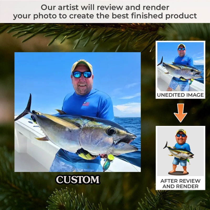 Custom Photo Acrylic Ornament - Personalized Christmas Birthday Fishing Gifts For Fisherman - Fishing Is My Cardio