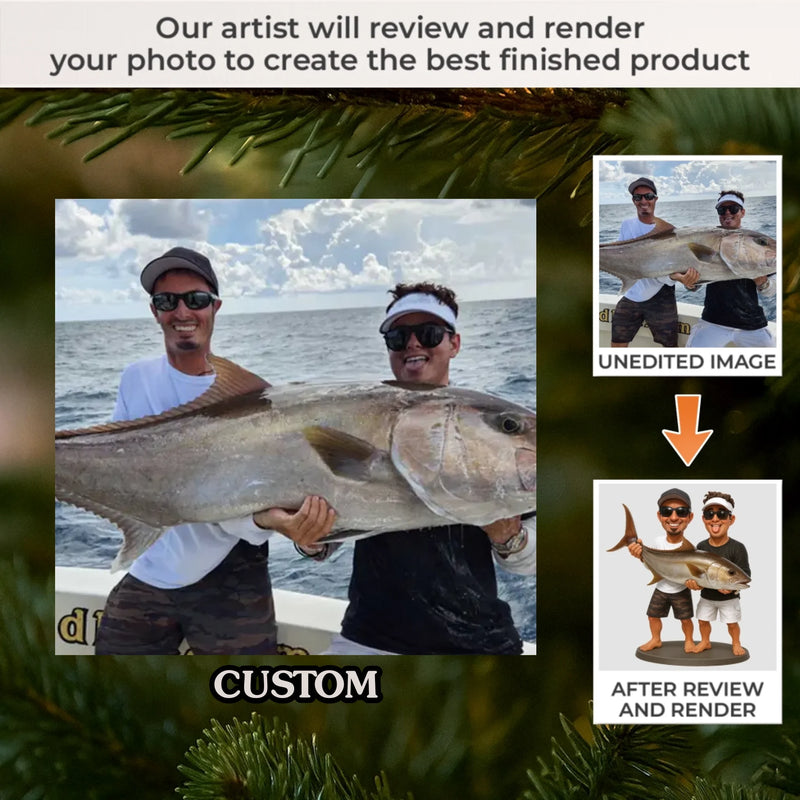 Custom Photo Fishing Couple Gifts - Personalized Ornament