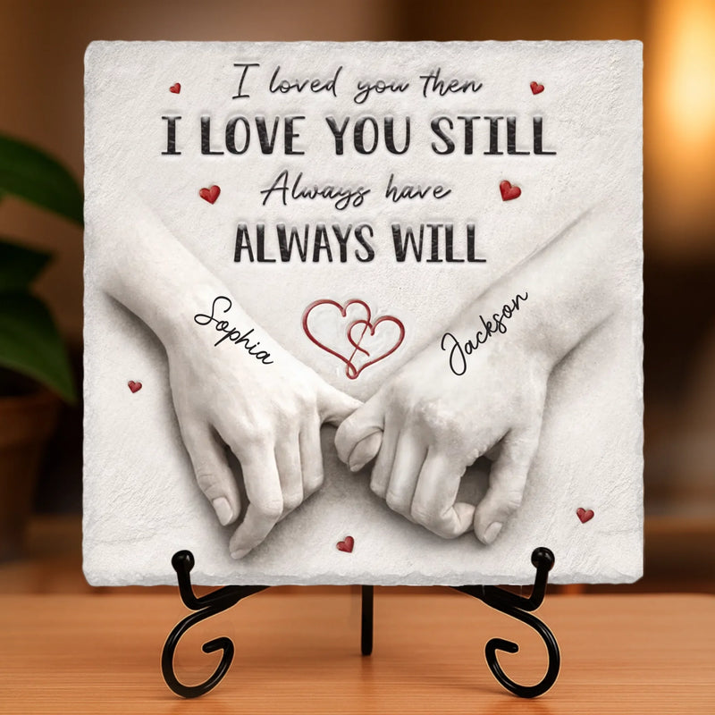 Custom Square Shaped Stone With Stand - Personalized Anniversary Wedding Gifts For Husband And Wife, Him And Her - You Make My World Calm