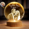 Custom Photo Crystal Globe Lamp - Personalized Anniversary Wedding Gifts For Husband And Wife, Him And Her - Two Hearts Growing Stronger