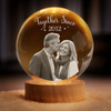 Custom Photo Crystal Globe Lamp - Personalized Anniversary Wedding Gifts For Husband And Wife, Him And Her - Two Hearts Growing Stronger