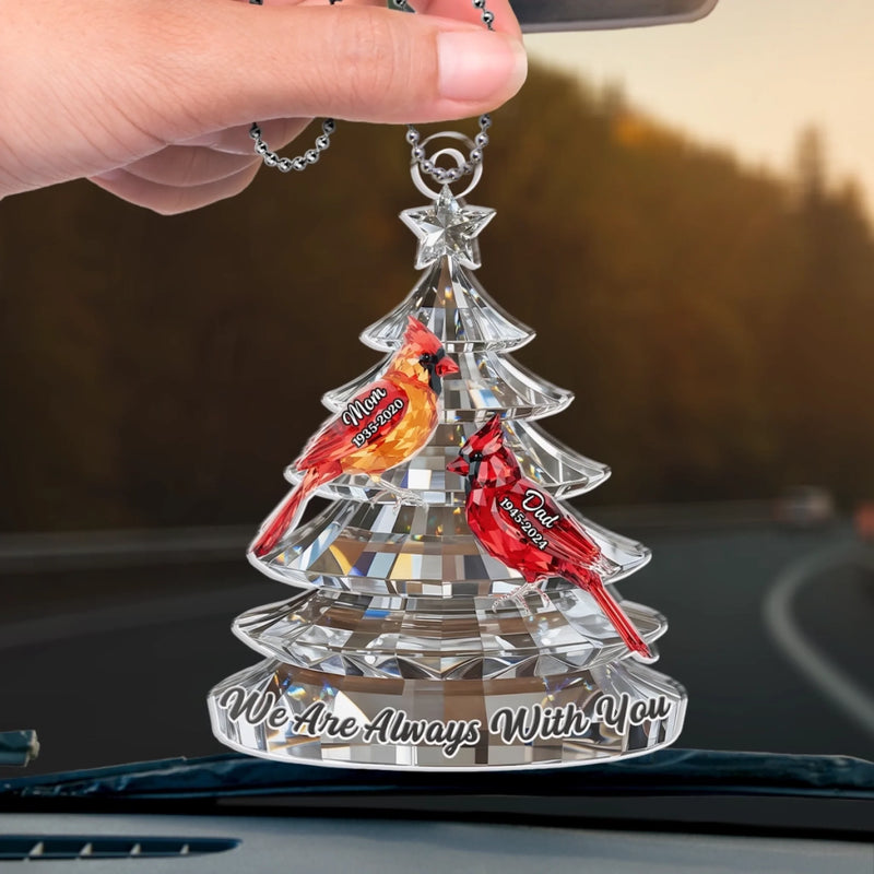 Custom Cardinal Acrylic Car Ornament - Personalized Memorial Sympathy Gifts For Loss Of Mom, Dad - Your Spirit Walks Beside Me