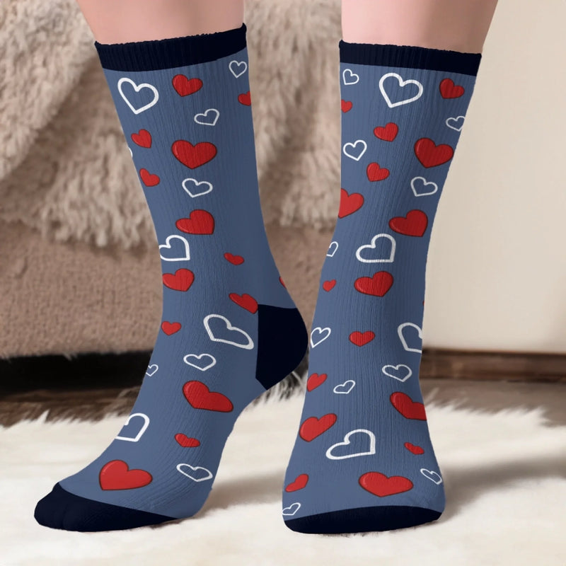 Custom Crew Socks - Personalized Anniversary Wedding Gifts For Husband And Wife, Him And Her - Love Lives In Our Moments