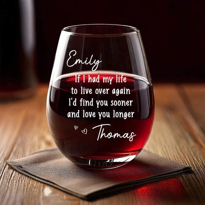 Custom Wine Glass - Personalized Anniversary Wedding Gifts For Husband And Wife, Him And Her - Another Year Same Love