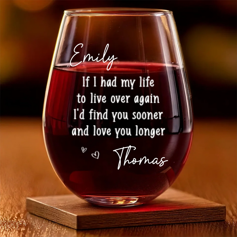 Custom Wine Glass - Personalized Anniversary Wedding Gifts For Husband And Wife, Him And Her - Another Year Same Love