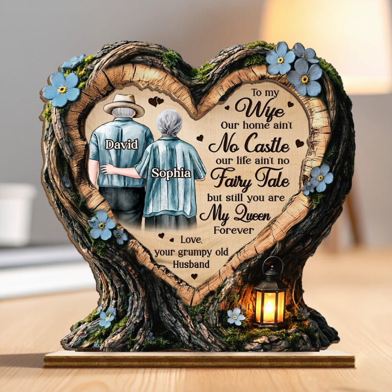 Custom 2-Layered Wooden Plaque - Personalized Anniversary Wedding Gifts For Husband And Wife, Him And Her - Where Love Learned To Stay