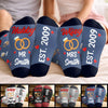 Custom Crew Socks - Personalized Anniversary Wedding Gifts For Husband And Wife, Him And Her - Built Together Still Smiling