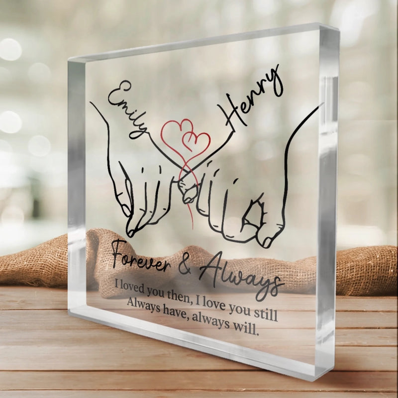 Custom Square Shaped Acrylic Plaque - Personalized Anniversary Wedding Gifts For Husband And Wife, Him And Her - Forever Feels Like Us