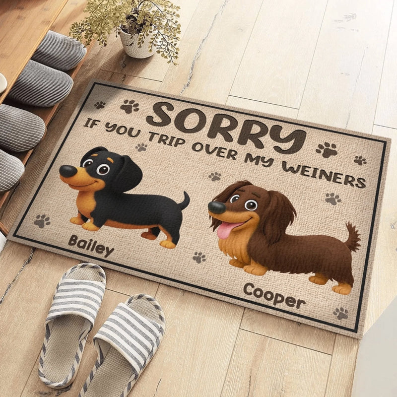 Custom Dachshund Home Decor Decorative Mat - Personalized Birthday Gifts For Dog Lovers, Dog Dad And Mom - Weiner Dogs On Duty