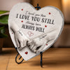 Custom Heart Shaped Stone With Stand - Personalized Anniversary Wedding Gifts For Husband And Wife, Him And Her - Love Feels Natural With You