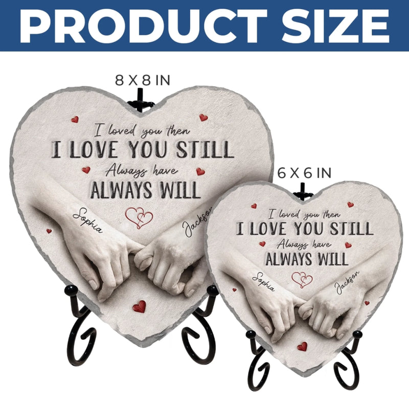 Custom Heart Shaped Stone With Stand - Personalized Anniversary Wedding Gifts For Husband And Wife, Him And Her - Love Feels Natural With You