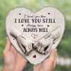 Custom Heart Shaped Stone With Stand - Personalized Anniversary Wedding Gifts For Husband And Wife, Him And Her - Love Feels Natural With You