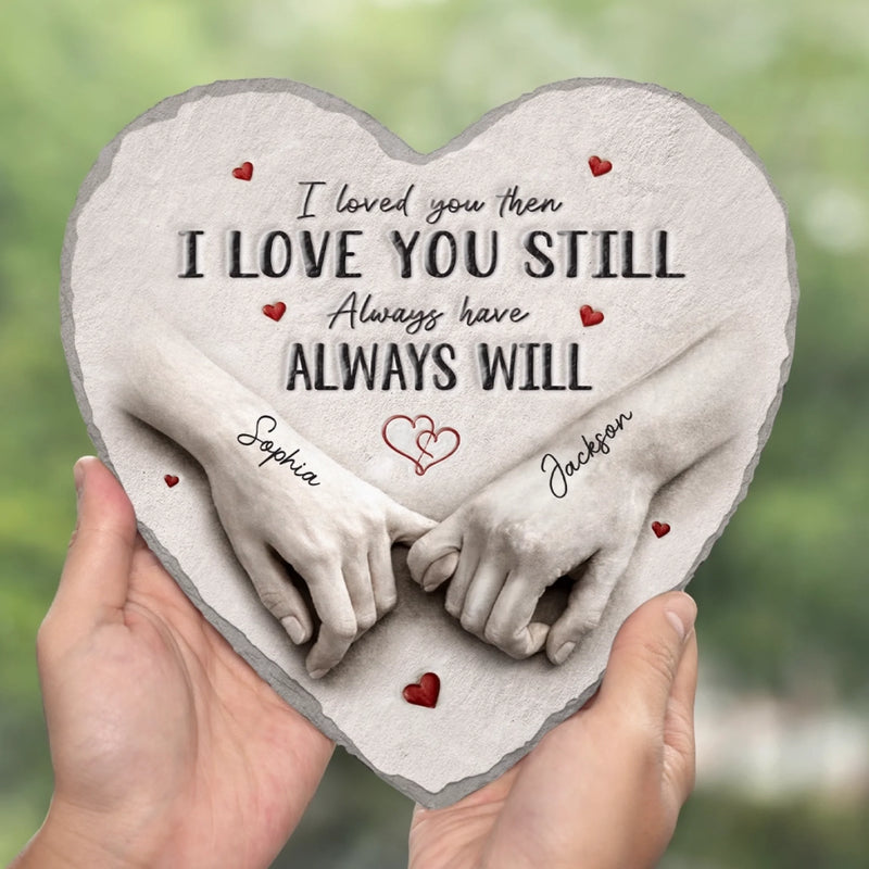 Custom Heart Shaped Stone With Stand - Personalized Anniversary Wedding Gifts For Husband And Wife, Him And Her - Love Feels Natural With You