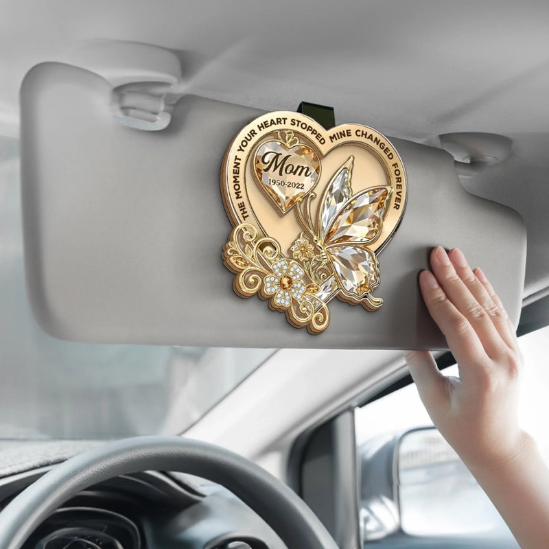 Custom Car Visor Clip - Personalized Memorial Sympathy Gifts For Loss Of Mom, Dad - Your Love Rides With Me