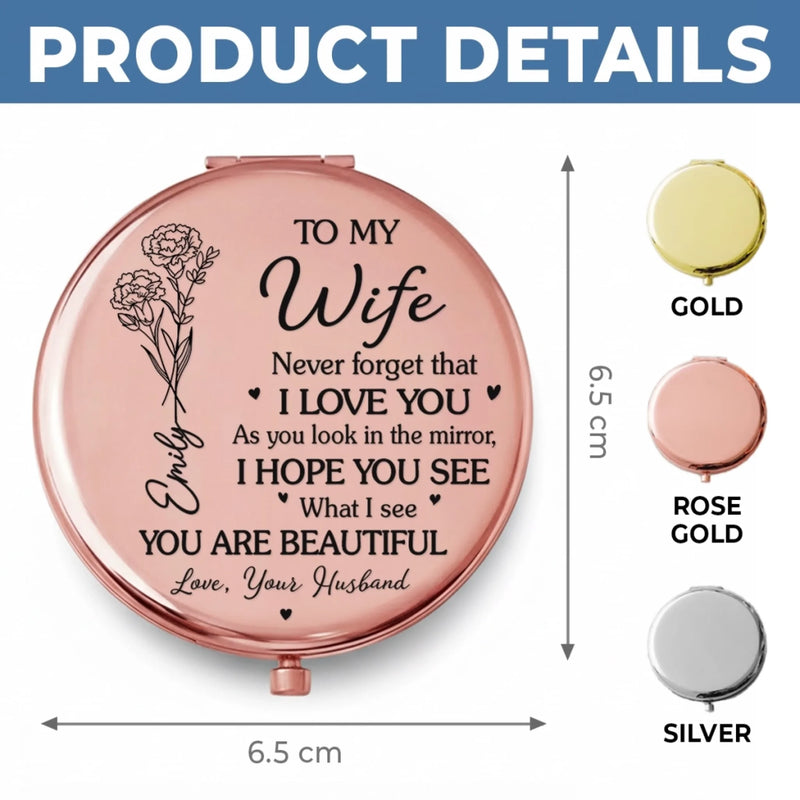 Custom Compact Mirror - Personalized Anniversary Wedding Gifts For Husband And Wife, Him And Her - Built On Love Daily