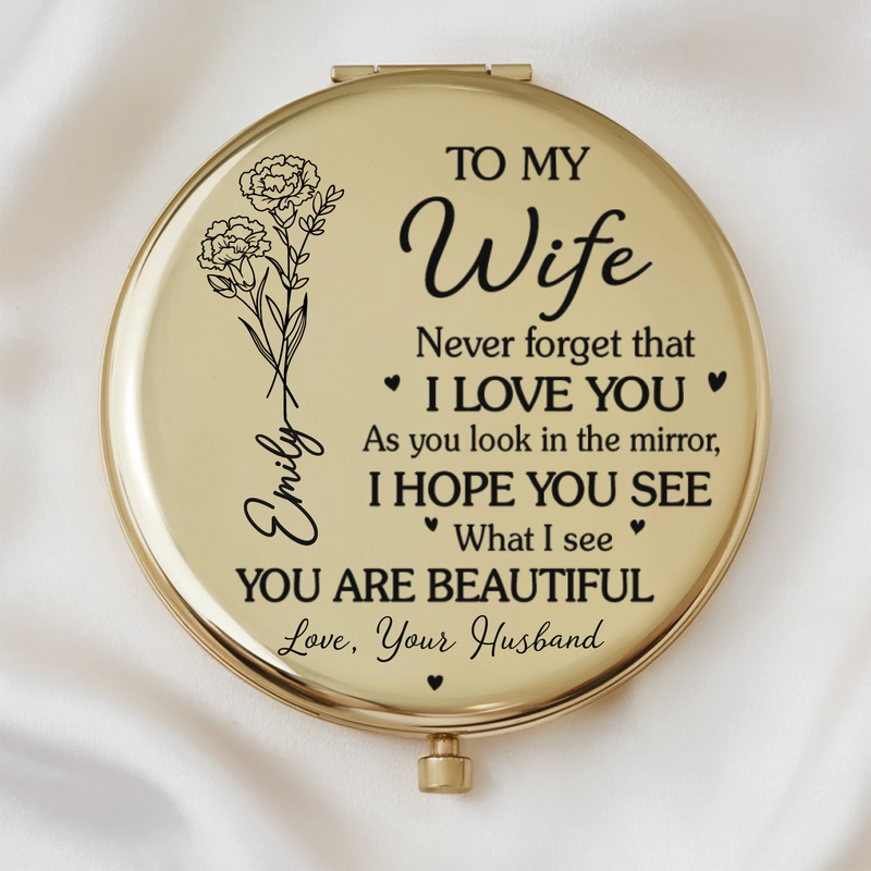 Custom Compact Mirror - Personalized Anniversary Wedding Gifts For Husband And Wife, Him And Her - Built On Love Daily
