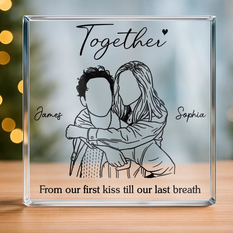 Custom Photo Square Shaped Acrylic Plaque - Personalized Anniversary Wedding Gifts For Husband And Wife, Him And Her - You Make Life Softer
