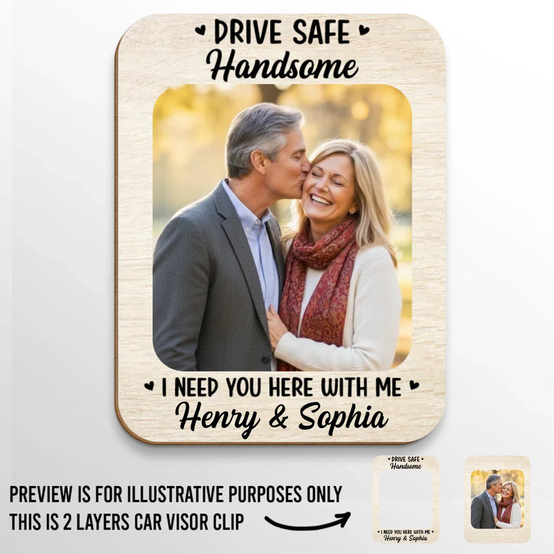 Custom Photo Car Visor Clip - Personalized Anniversary Wedding Gifts For Husband And Wife, Him And Her - I Need You Here With Me