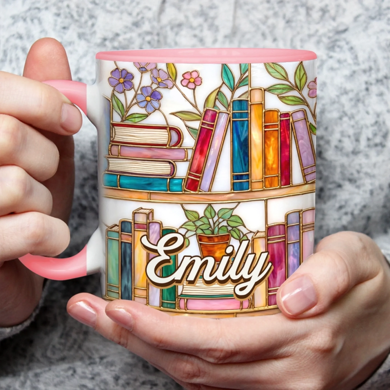 Custom Accent Mug - Personalized Bookish Gifts For Book Lovers, Bookworms, Readers - Read More Stress Less